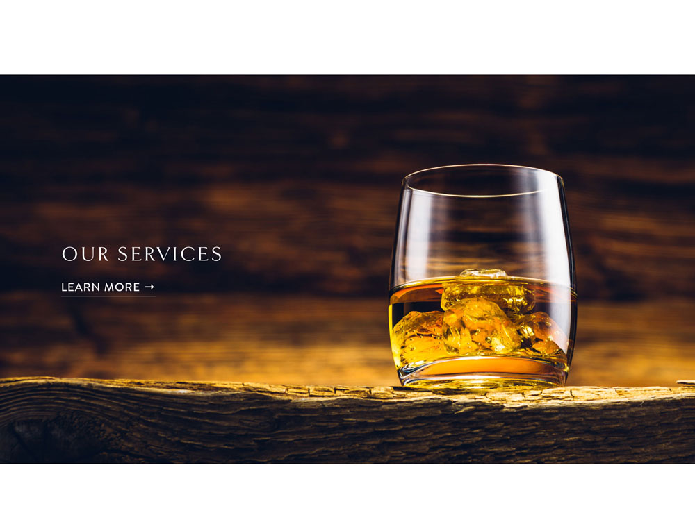 picture of a website for a local wine & spirits tasting and eventing organizing company